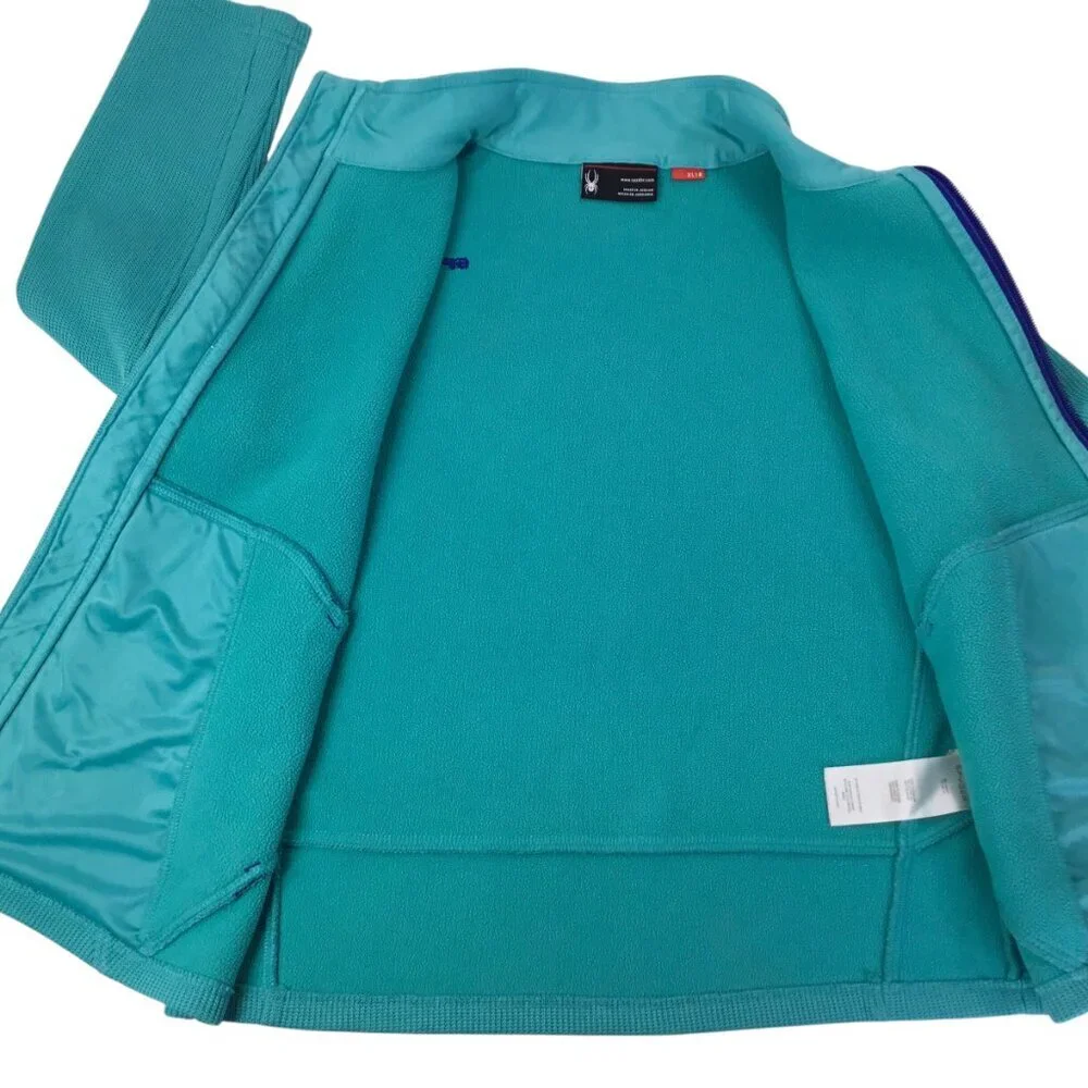 Spyder Endure Stryke Full Zip Sweater Knit Jacket Girls Size XL 18 Logo Teal